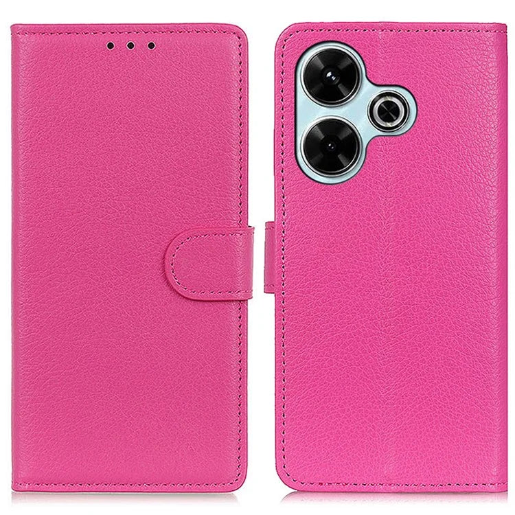 For Xiaomi Redmi 13 4G Case Litchi Texture Phone Leather Cover with Wallet Stand
