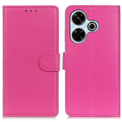 For Xiaomi Redmi 13 4G Case Litchi Texture Phone Leather Cover with Wallet Stand