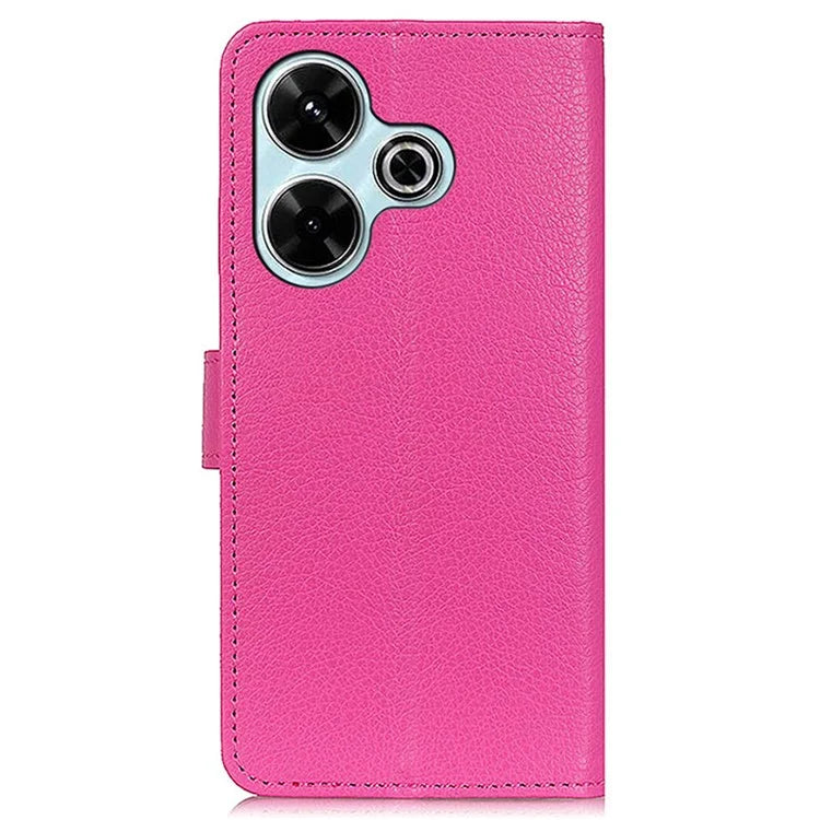 For Xiaomi Redmi 13 4G Case Litchi Texture Phone Leather Cover with Wallet Stand
