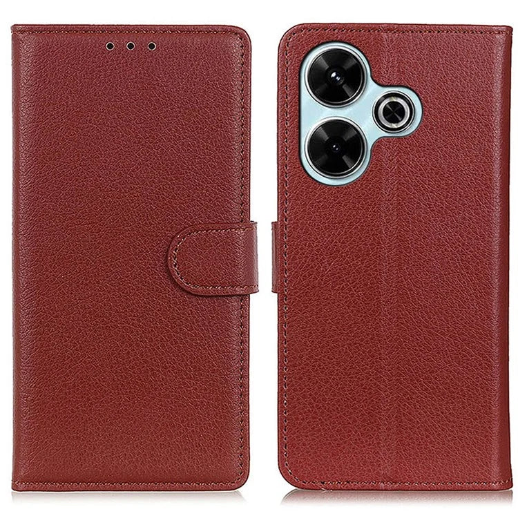For Xiaomi Redmi 13 4G Case Litchi Texture Phone Leather Cover with Wallet Stand