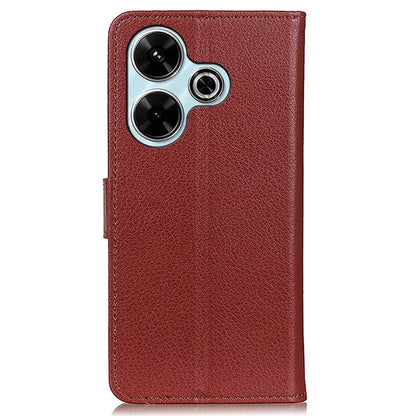 For Xiaomi Redmi 13 4G Case Litchi Texture Phone Leather Cover with Wallet Stand