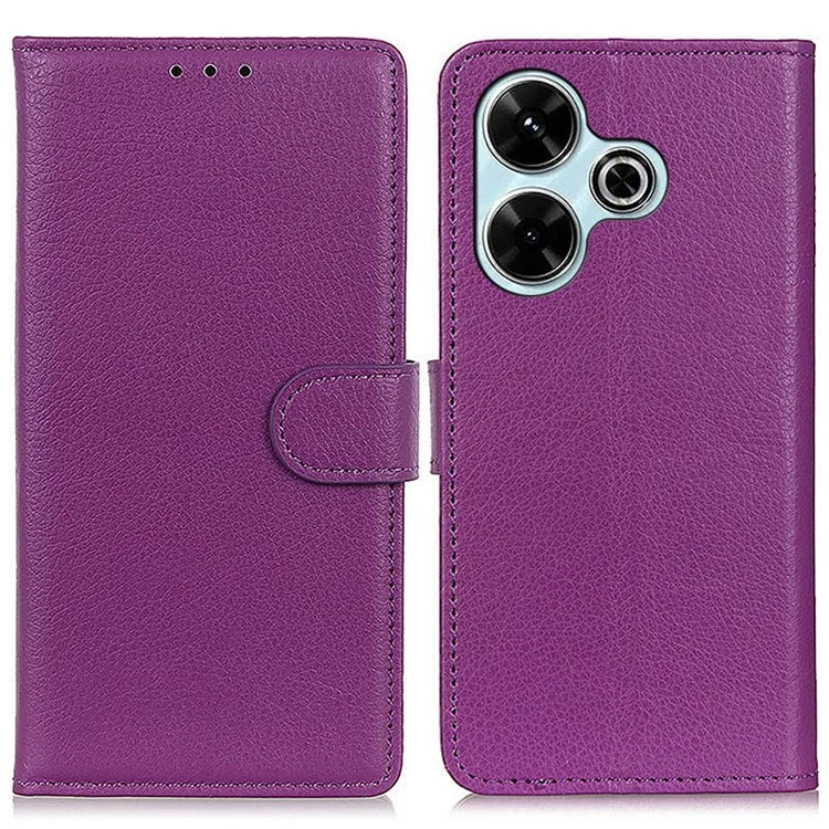 For Xiaomi Redmi 13 4G Case Litchi Texture Phone Leather Cover with Wallet Stand