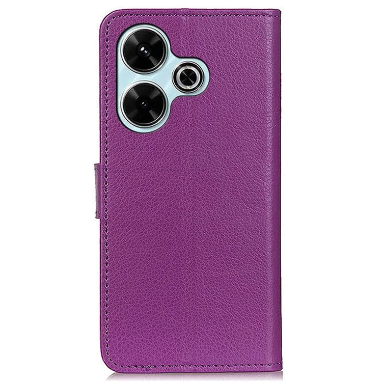 For Xiaomi Redmi 13 4G Case Litchi Texture Phone Leather Cover with Wallet Stand