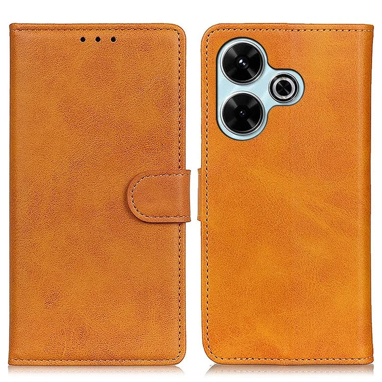 For Xiaomi Redmi 13 4G Case Folio Stand View Leather Phone Cover Cowhide Texture