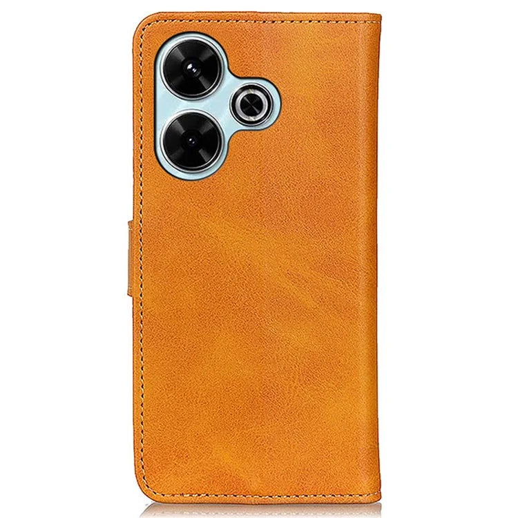 For Xiaomi Redmi 13 4G Case Folio Stand View Leather Phone Cover Cowhide Texture