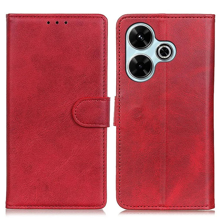 For Xiaomi Redmi 13 4G Case Folio Stand View Leather Phone Cover Cowhide Texture