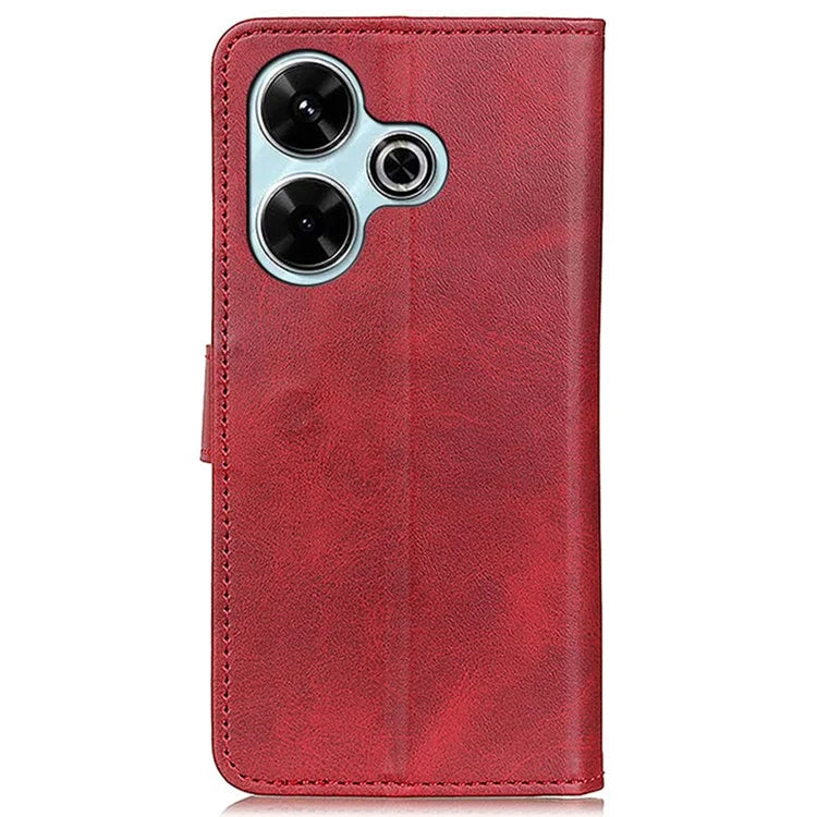 For Xiaomi Redmi 13 4G Case Folio Stand View Leather Phone Cover Cowhide Texture