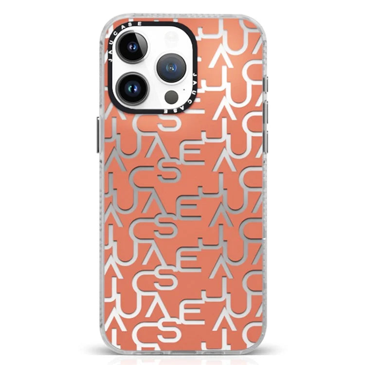JAUCASE For iPhone 15 Pro Max Case TPU+PC Letters Design Matte Phone Cover