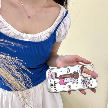 For iPhone 15 Pro Max Case Electroplating Mirror TPU+Acrylic Phone Cover Animal Pattern