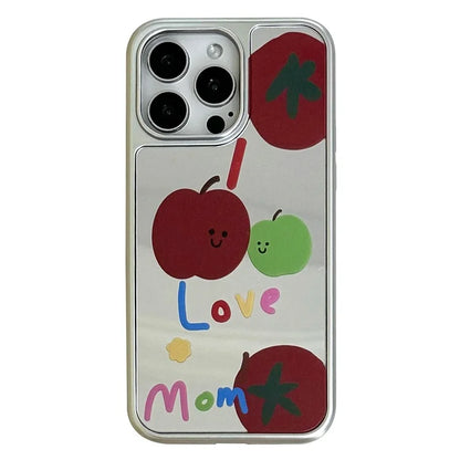 For iPhone 12 Pro Max TPU+Acrylic Case Electroplating Mirror Letter Fruit Pattern Phone Cover
