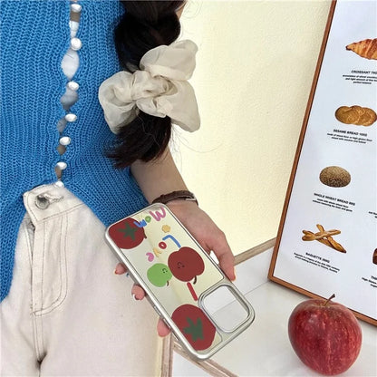 For iPhone 12 Pro Max TPU+Acrylic Case Electroplating Mirror Letter Fruit Pattern Phone Cover