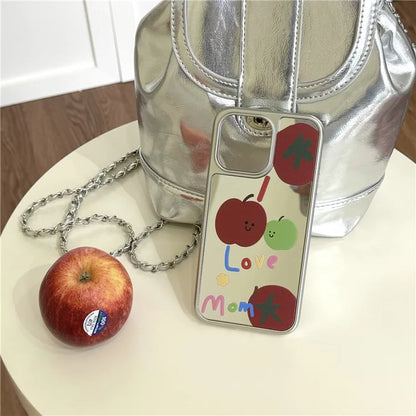 For iPhone 12 Pro Max TPU+Acrylic Case Electroplating Mirror Letter Fruit Pattern Phone Cover