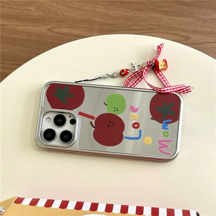 For iPhone 12 Pro Max TPU+Acrylic Case Electroplating Mirror Letter Fruit Pattern Phone Cover