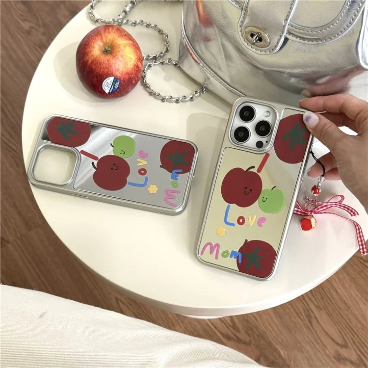 For iPhone 12 Pro Max TPU+Acrylic Case Electroplating Mirror Letter Fruit Pattern Phone Cover