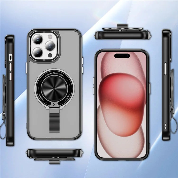 For iPhone 14 Pro Max Magnetic Case TPU+PC Ring Kickstand Phone Cover