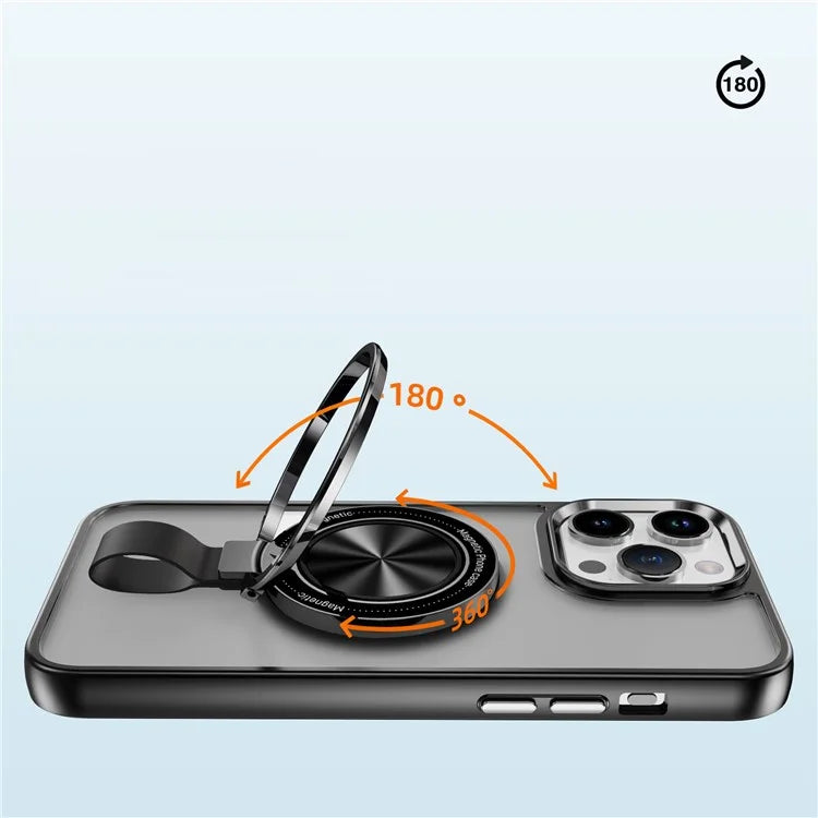 For iPhone 14 Pro Max Magnetic Case TPU+PC Ring Kickstand Phone Cover
