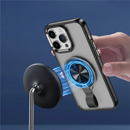 For iPhone 14 Pro Max Magnetic Case TPU+PC Ring Kickstand Phone Cover