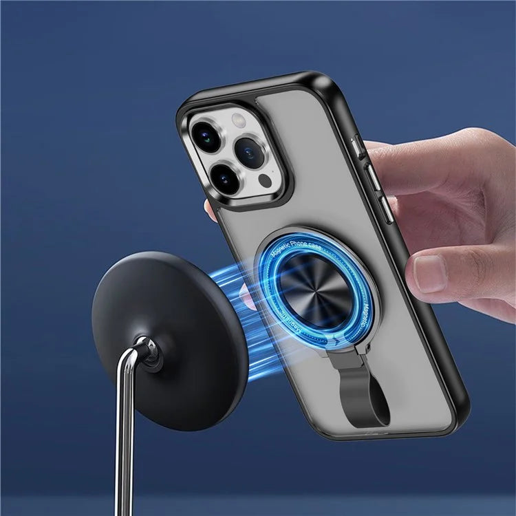 For iPhone 14 Pro Max Magnetic Case TPU+PC Ring Kickstand Phone Cover