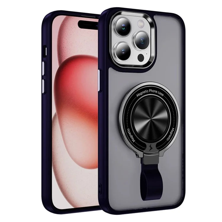 For iPhone 14 Pro Max Magnetic Case TPU+PC Ring Kickstand Phone Cover