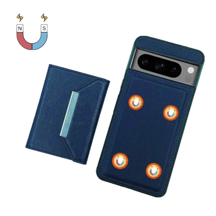 For Google Pixel 8 Pro Case Leather Phone Back Cover with Card Holder Kickstand