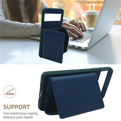 For Google Pixel 8 Pro Case Leather Phone Back Cover with Card Holder Kickstand