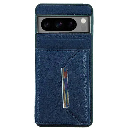 For Google Pixel 8 Pro Case Leather Phone Back Cover with Card Holder Kickstand
