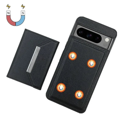 For Google Pixel 8 Pro Case Leather Phone Back Cover with Card Holder Kickstand