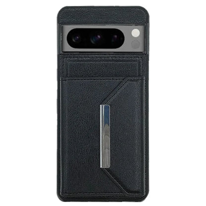 For Google Pixel 8 Pro Case Leather Phone Back Cover with Card Holder Kickstand
