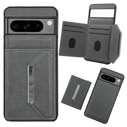 For Google Pixel 8 Pro Case Leather Phone Back Cover with Card Holder Kickstand