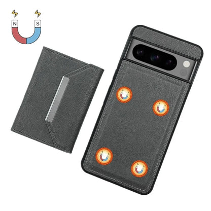 For Google Pixel 8 Pro Case Leather Phone Back Cover with Card Holder Kickstand