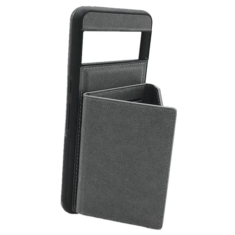 For Google Pixel 8 Pro Case Leather Phone Back Cover with Card Holder Kickstand