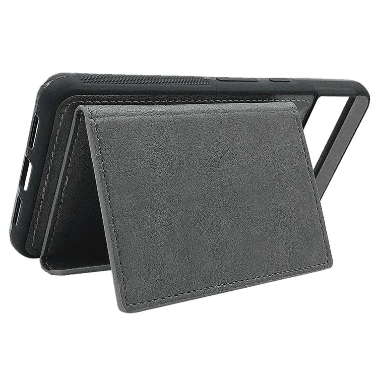 For Google Pixel 8 Pro Case Leather Phone Back Cover with Card Holder Kickstand