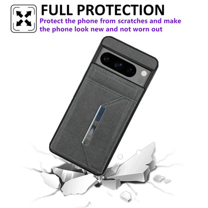 For Google Pixel 8 Pro Case Leather Phone Back Cover with Card Holder Kickstand