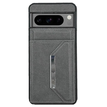 For Google Pixel 8 Pro Case Leather Phone Back Cover with Card Holder Kickstand