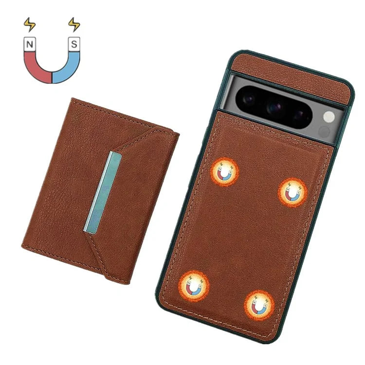 For Google Pixel 8 Pro Case Leather Phone Back Cover with Card Holder Kickstand