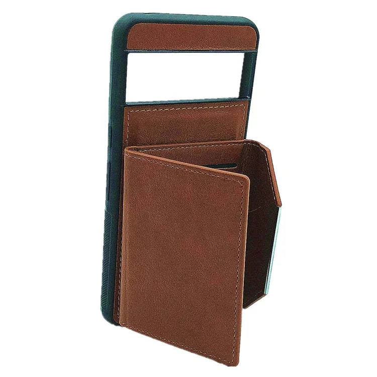 For Google Pixel 8 Pro Case Leather Phone Back Cover with Card Holder Kickstand
