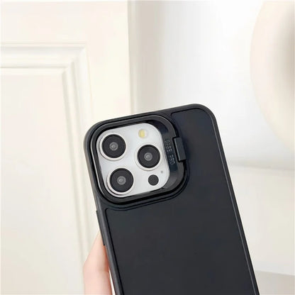 For iPhone 13 Pro Case Lens Frame Kickstand Skin-Touch TPU Phone Cover