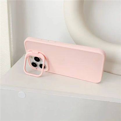 For iPhone 13 Pro Case Lens Frame Kickstand Skin-Touch TPU Phone Cover