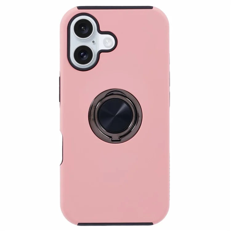 For iPhone 16 Plus Case PC+TPU Phone Cover with Rotatable Ring Holder