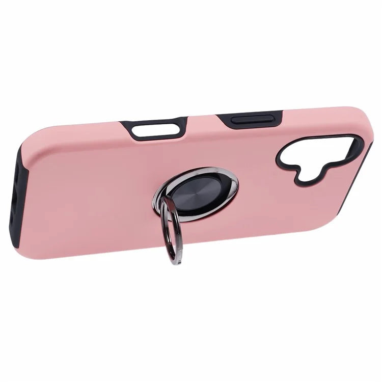 For iPhone 16 Plus Case PC+TPU Phone Cover with Rotatable Ring Holder