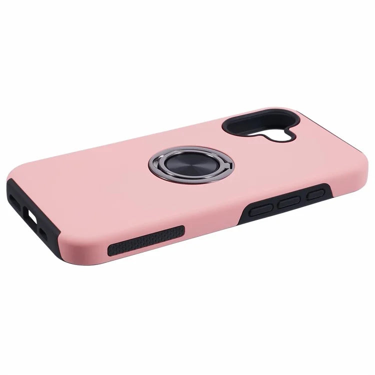 For iPhone 16 Plus Case PC+TPU Phone Cover with Rotatable Ring Holder