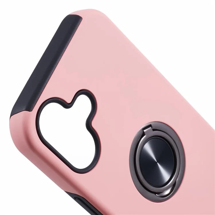 For iPhone 16 Plus Case PC+TPU Phone Cover with Rotatable Ring Holder