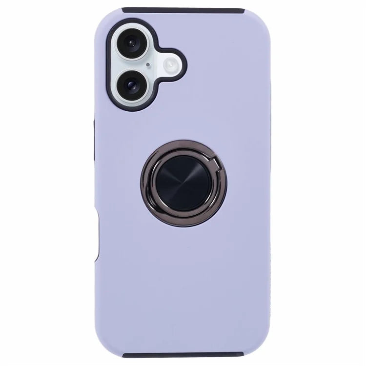 For iPhone 16 Plus Case PC+TPU Phone Cover with Rotatable Ring Holder