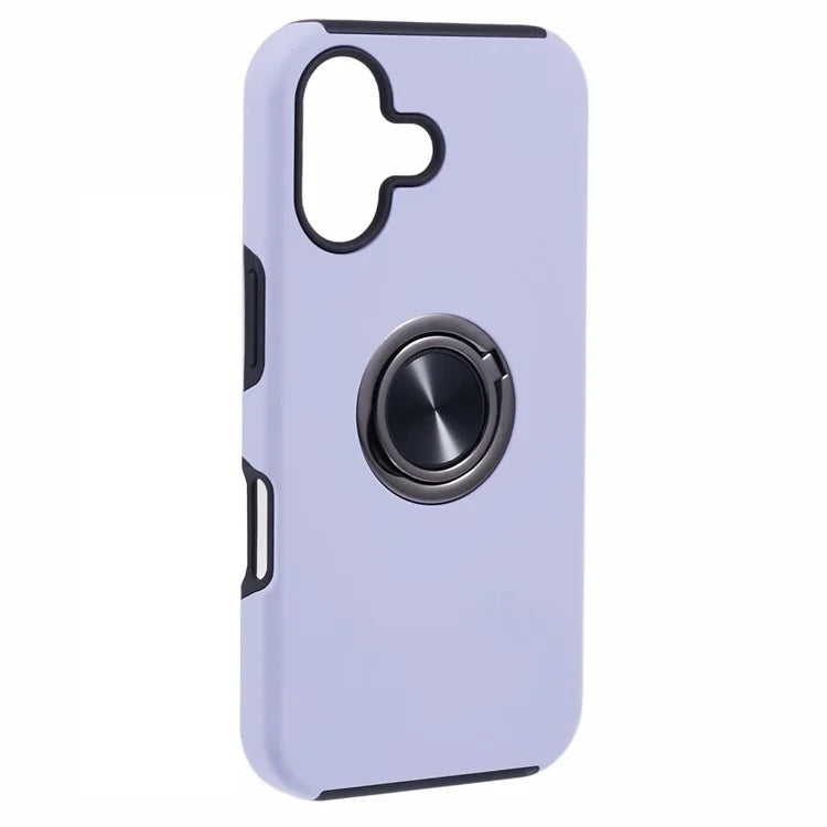 For iPhone 16 Plus Case PC+TPU Phone Cover with Rotatable Ring Holder