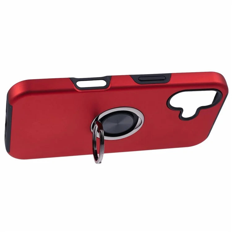For iPhone 16 Plus Case PC+TPU Phone Cover with Rotatable Ring Holder