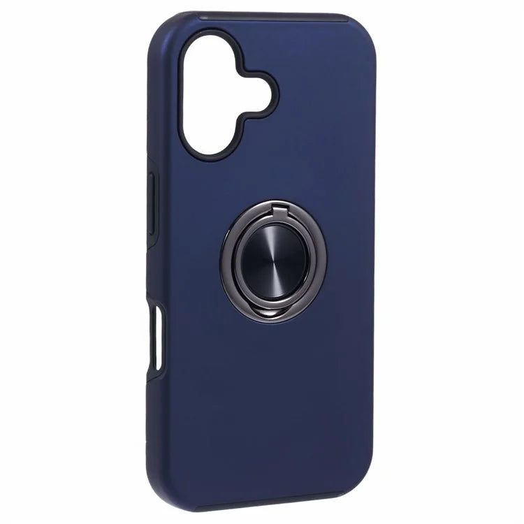 For iPhone 16 Plus Case PC+TPU Phone Cover with Rotatable Ring Holder