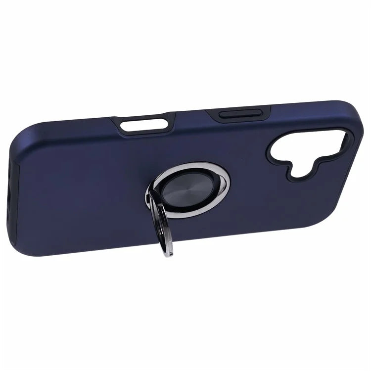 For iPhone 16 Plus Case PC+TPU Phone Cover with Rotatable Ring Holder