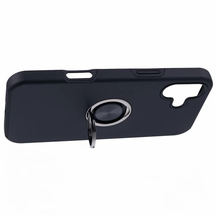 For iPhone 16 Plus Case PC+TPU Phone Cover with Rotatable Ring Holder