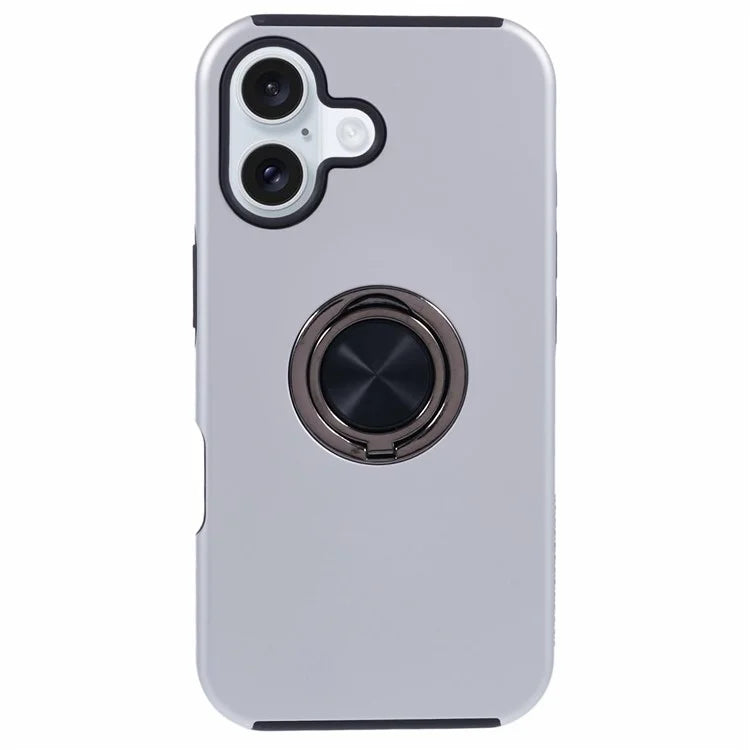 For iPhone 16 Plus Case PC+TPU Phone Cover with Rotatable Ring Holder