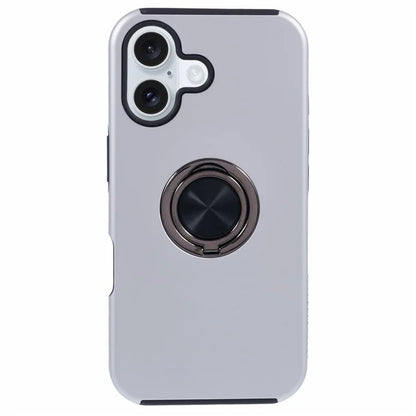 For iPhone 16 Plus Case PC+TPU Phone Cover with Rotatable Ring Holder